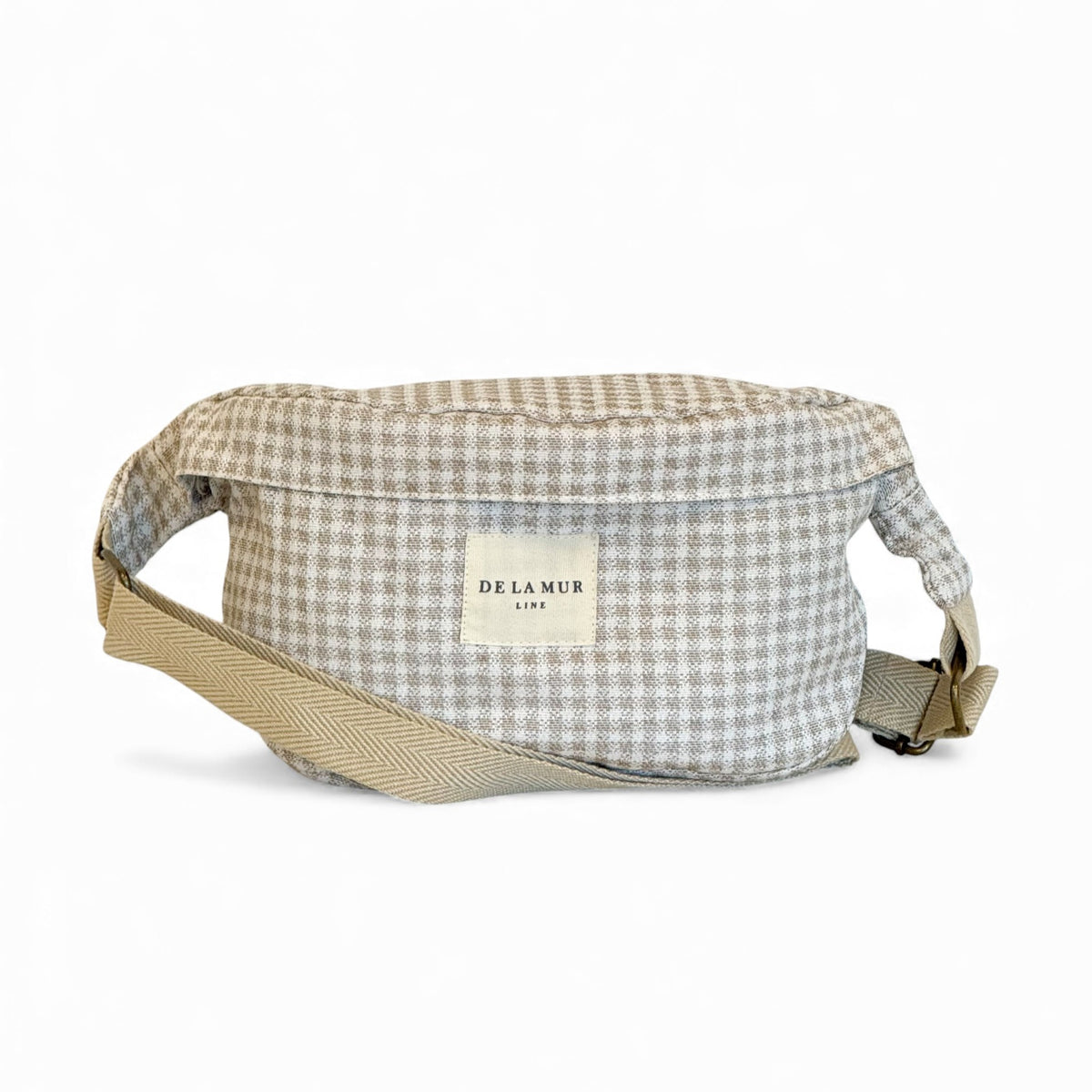 Gingham Jacquard Fanny Pack – Beige & Ecru (Vison)