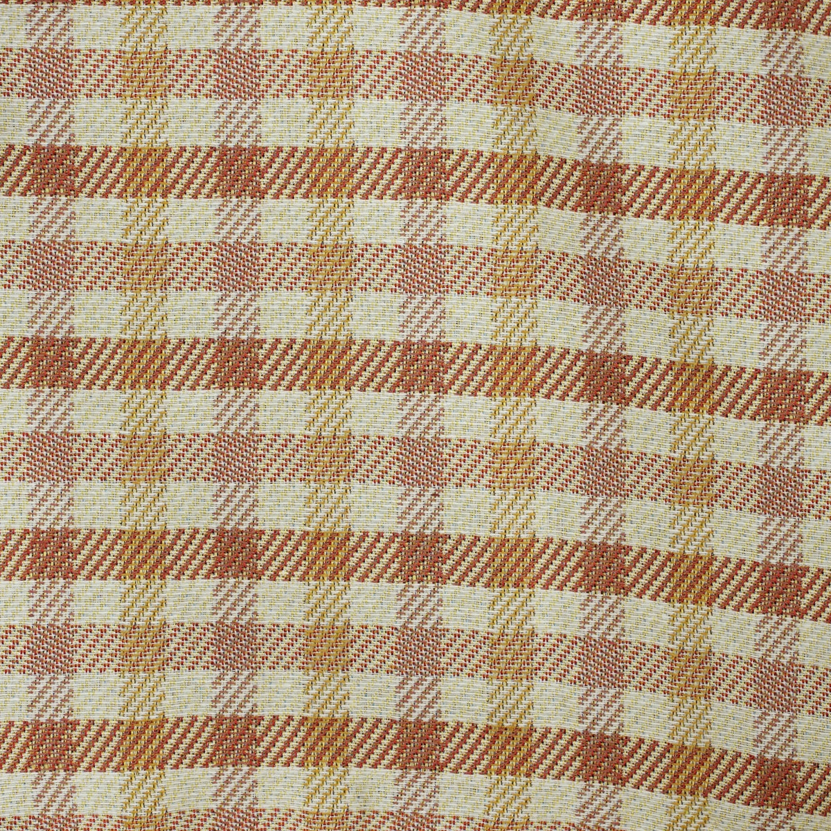 Close-up of DE LA MUR terracotta and orange gingham jacquard fabric